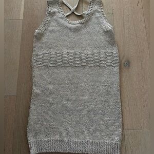 Rebecca Minkoff Cream Knit Sleeveless V-Neck Sweater with Crisscross Back